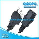 D16 QT3 Brazil's three-pin plug | Products suffix inserted | IEC13 Plug | Brazil computer power cord